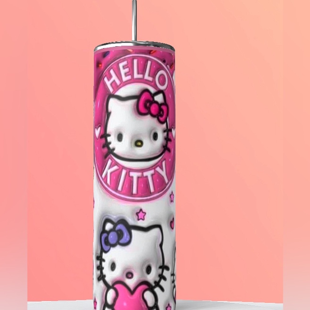 NWT Hello Kitty 3D tumblers pink/white/sprinkles stainless steel 20 oz tumbler - Picture 1 of 3